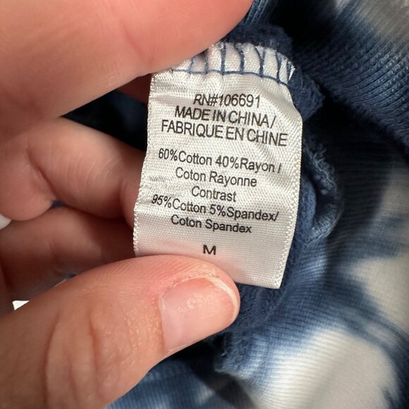 Young Fabulous Broke Medium Navy Tie Dye Draped Hoodie Sweater Long Sleeve - Picture 7 of 9